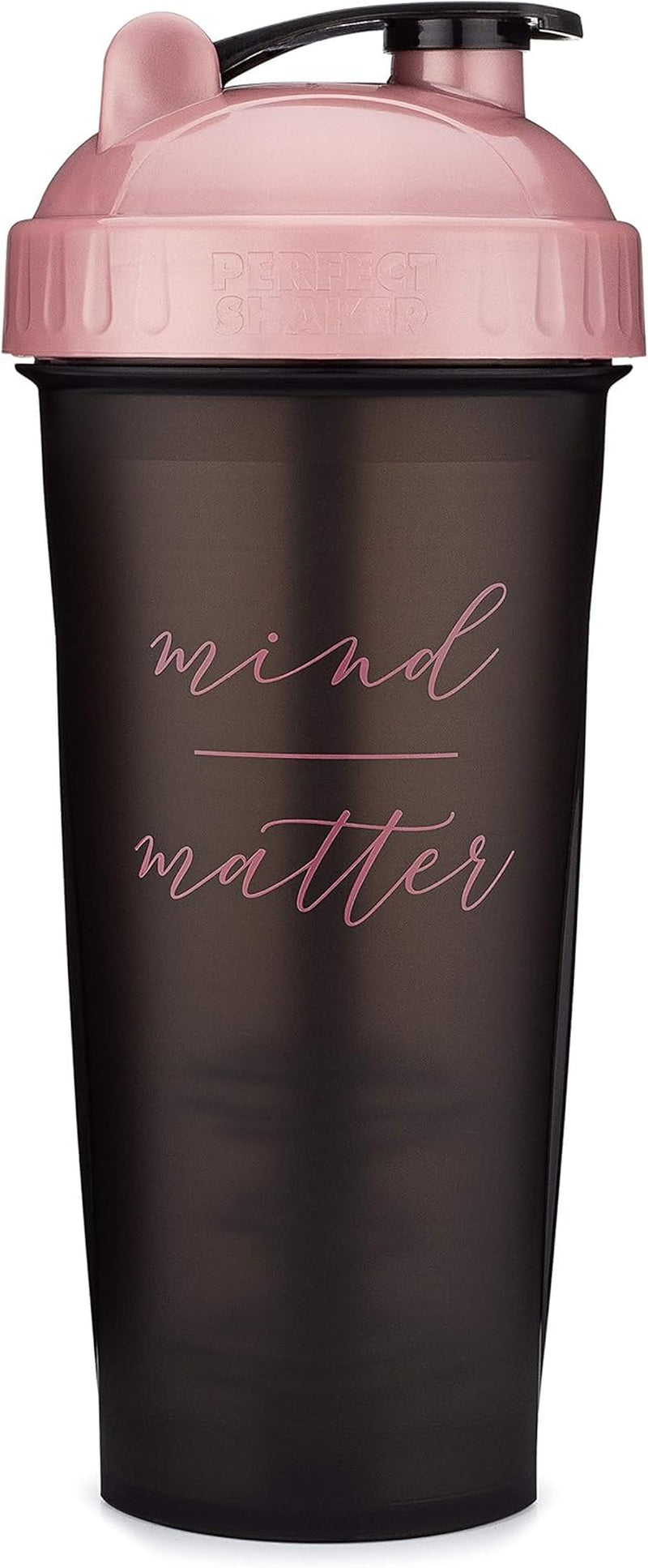 GOMOYO 28-Ounce Protein Shaker Bottle with Action-Rod Mixer - BPA-Free, Dishwasher Safe, Featuring Motivational Quotes - Black/Rose